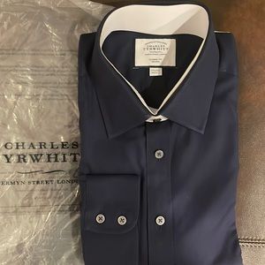Charles Tyrwhitt Long Sleeve Dress Shirt Non Iron Size 17.5 - 36 Classic Fit